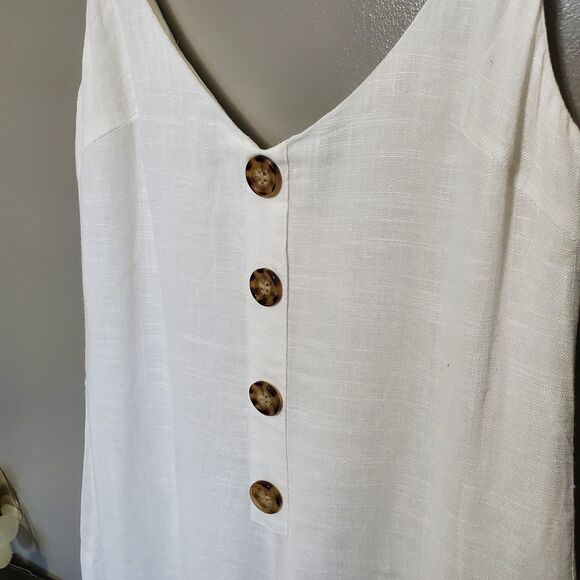 Indikah Romper Size Medium White Spaghetti Strap Cotton Blend By Angel Biba New - Picture 3 of 16